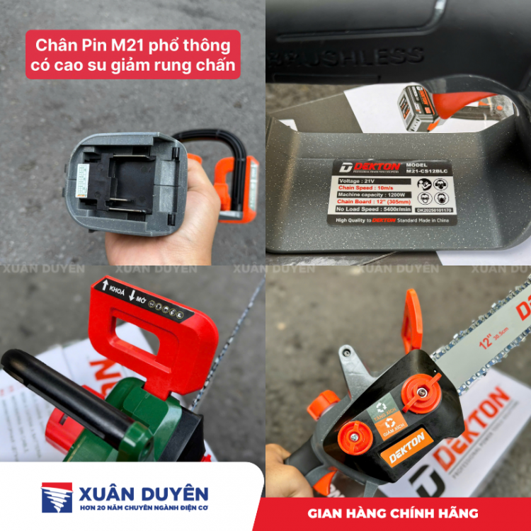 Máy cưa xích dùng pin 21V Dekton M21-CS12BLC 