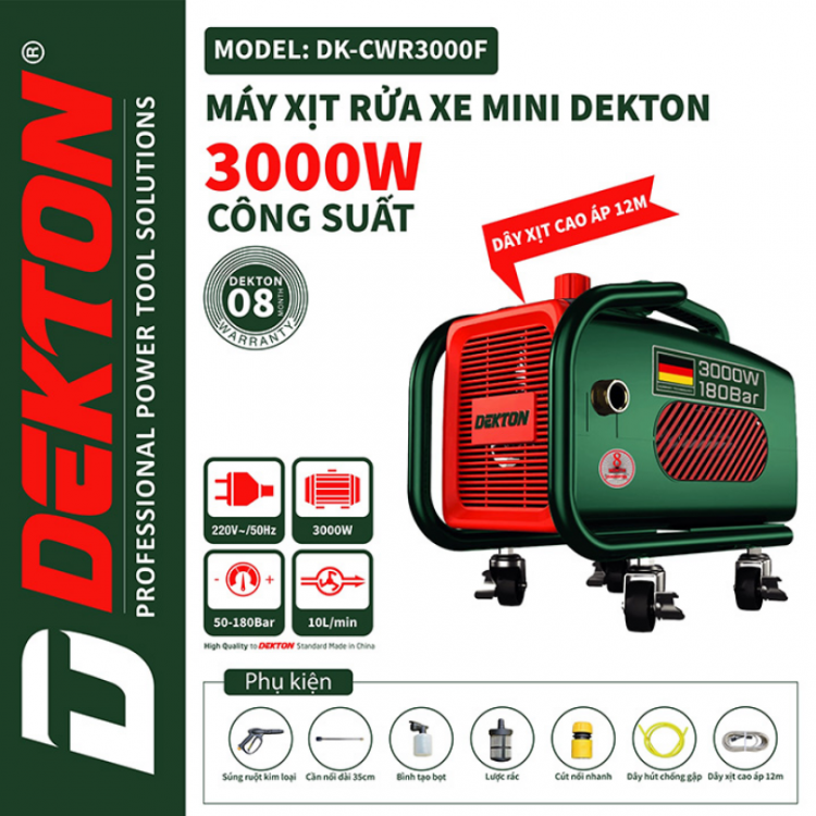 Máy xịt rửa chỉnh áp Dekton DK-CWR3000F (3000W)