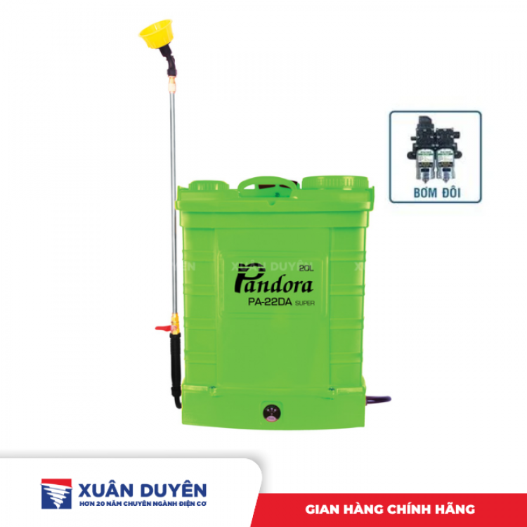 Bình xịt điện bộ bơm đôi Pandora PA-22DA Super (20L 12AH)