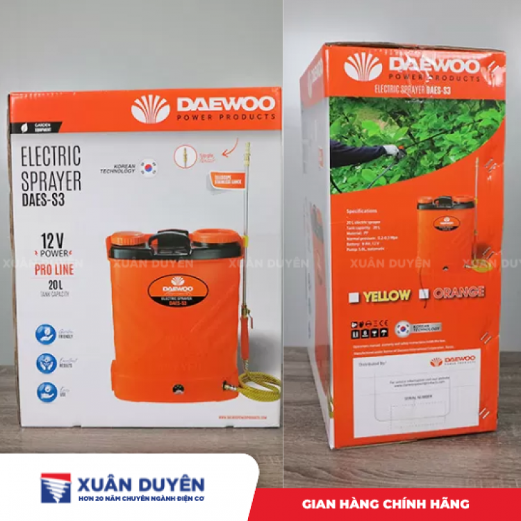 Bình xịt điện Daewoo DAES-S3 (20L, 8AH)