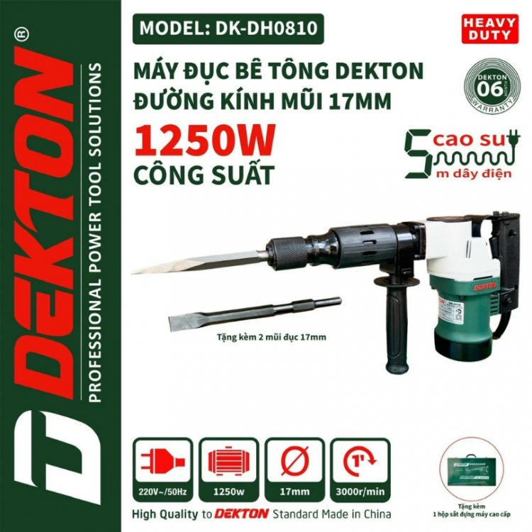 Máy đục bê tông Dekton DK-DH0810 (17MM, 1250W)