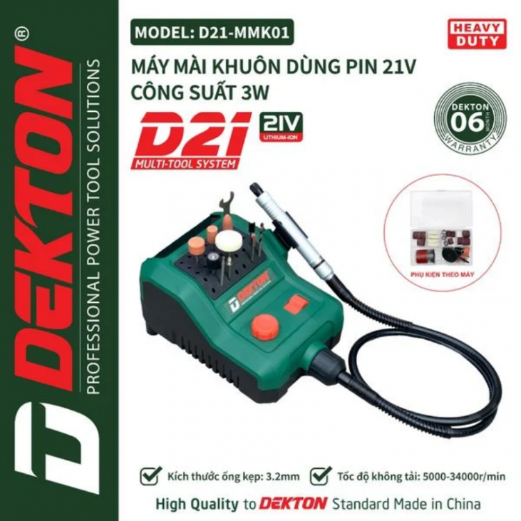 Máy mài khuôn dùng pin 21V Dekton DK-MMK01 (Chưa kèm pin sạc)