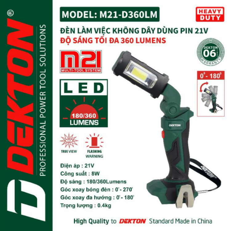 Đèn cầm tay Dekton M21-D360LM (Chưa kèm pin sạc)