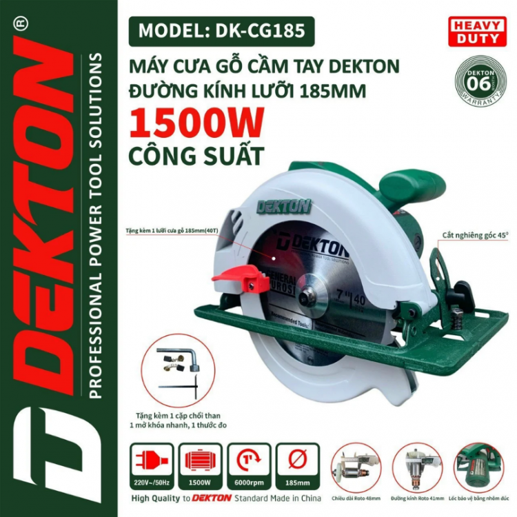 Máy cưa đĩa Dekton DK-CG185 (185MM, 1500W)