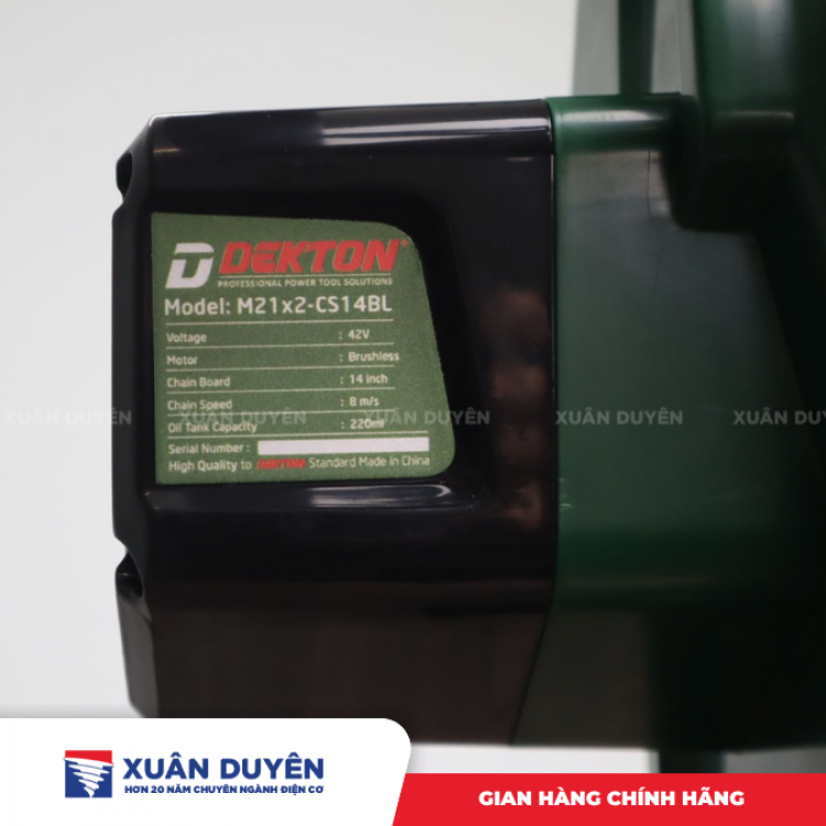 Máy cưa xích pin 42V Dekton M21X2-CS14 (Chưa kèm pin sạc, chổi than)