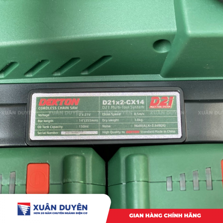 Máy cưa xích dùng pin 42V Dekton D21X2-CX14 (Chưa kèm pin sạc)