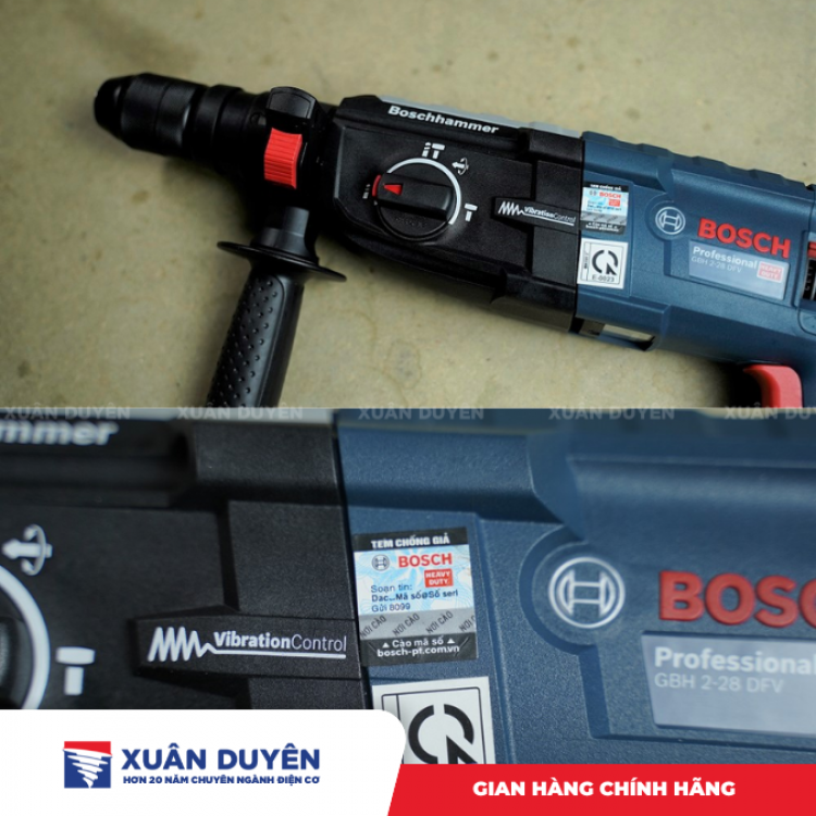 Máy khoan búa Bosch GBH 2-28 DFV (28MM, 820W) (gỡ được đầu gài)