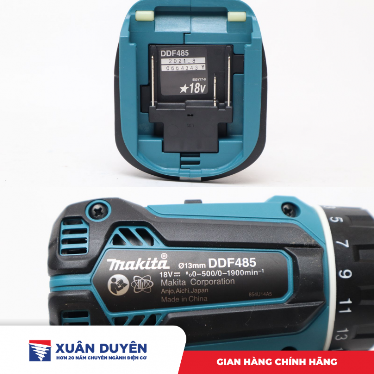 Máy khoan vặn vít dùng pin 18V Makita DDF485Z (BL) (Chưa kèm pin sạc)