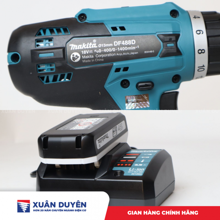 Máy khoan vặn vít dùng pin 18V Makita DF488DWAE