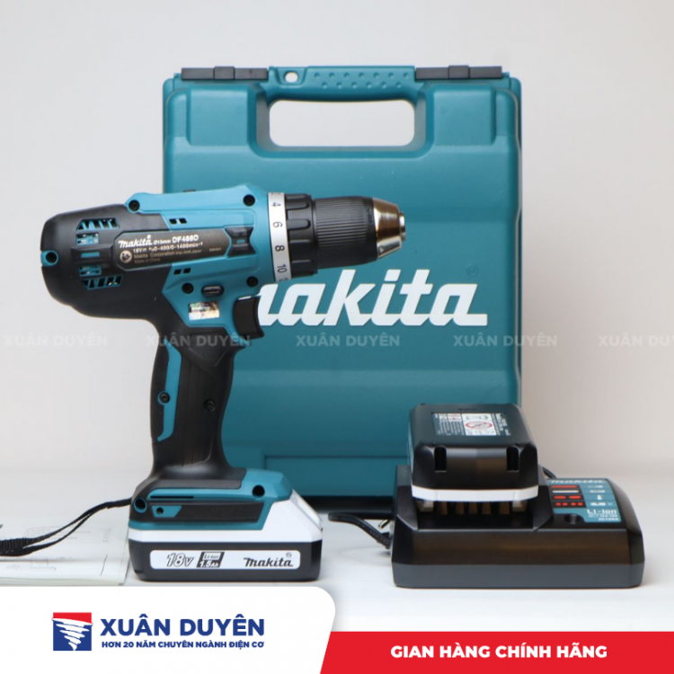 Máy khoan vặn vít dùng pin 18V Makita DF488DWAE