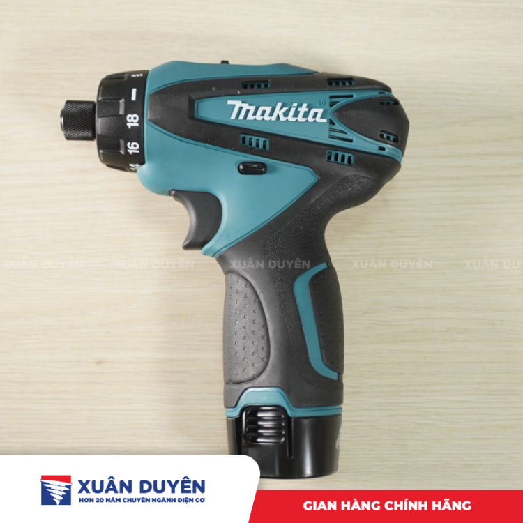 Máy khoan và vặn vít dùng pin 10.8V Makita DF030DWE (2 pin 1.3 Ah + 1 sạc DC10WA)