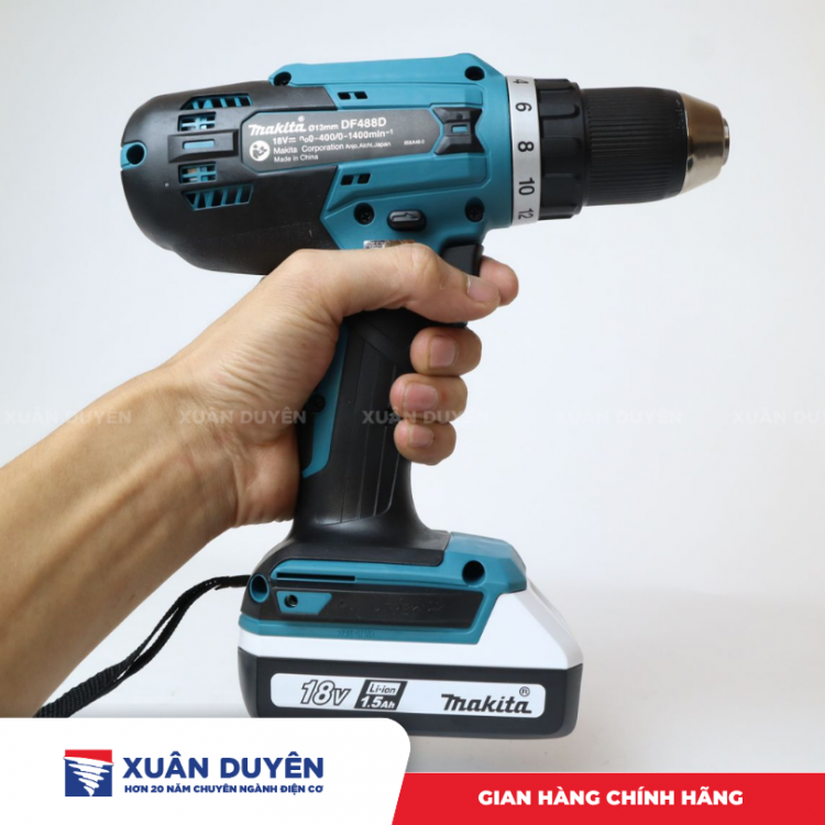 Máy khoan vặn vít dùng pin 18V Makita DF488DWAE