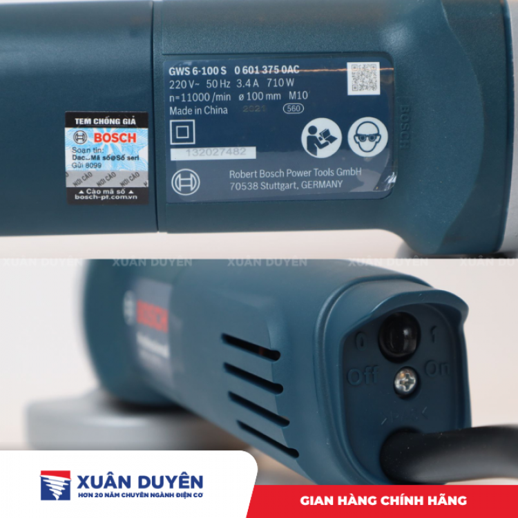Máy mài góc Bosch GWS6-100S (100MM, 710W) (Công tắc đuôi)