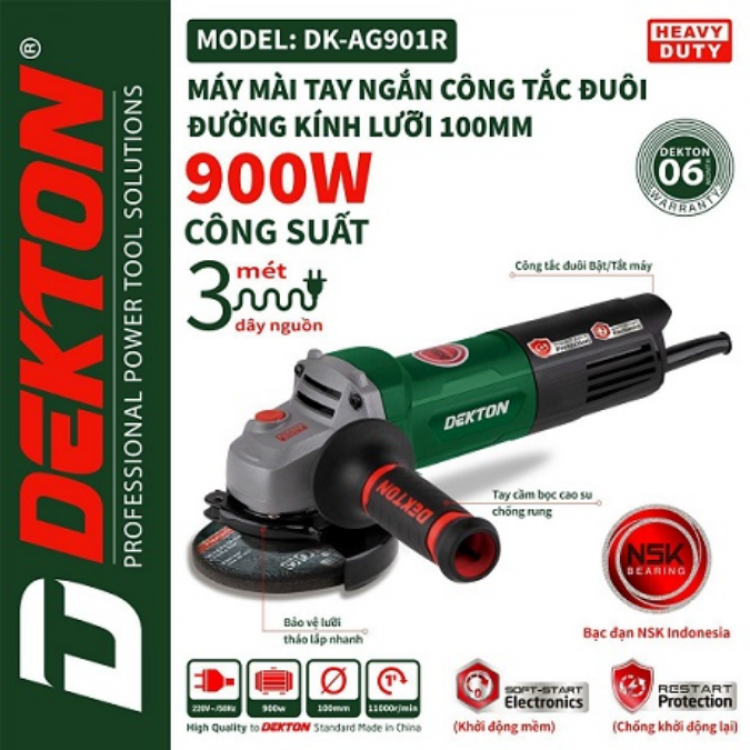 Máy mài góc Dekton DK-AG901R (100MM, 850W) (cò trượt)