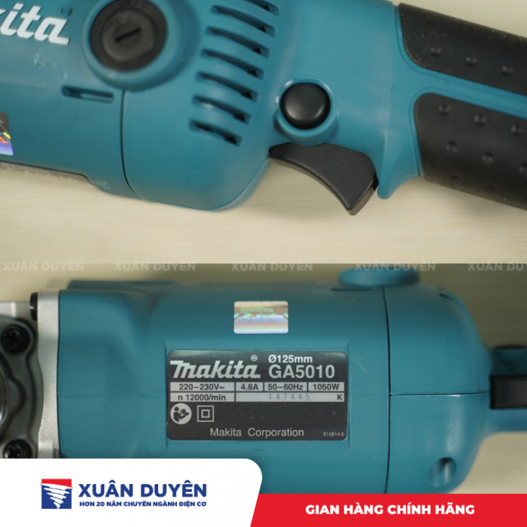 Máy mài góc Makita GA5010 (125MM, 1050W, Công tắc bóp)