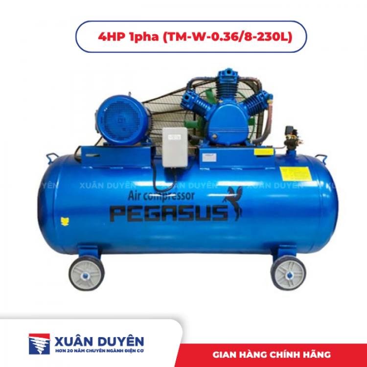 Máy nén khí Pegasus coro 4HP 1pha (TM-W-0.36/8-230L)