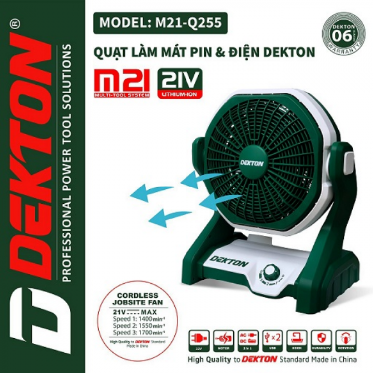 Máy quạt dùng pin 21V Dekton M21-Q255