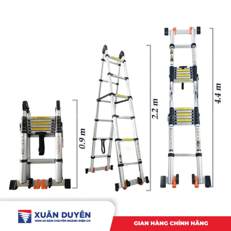 Thang nhôm đôi Nakata TY637 (chữ A 2.2m + 2.2m) màu đen