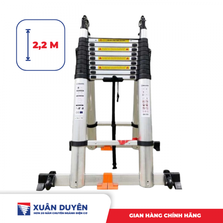 Thang nhôm đôi Nakata TY637 (chữ A 2.2m + 2.2m) màu đen